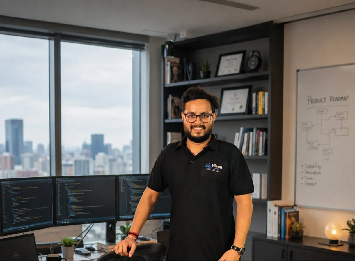 Ankit Akash, Chief Technology Officer of HimAI Labs, in the company office